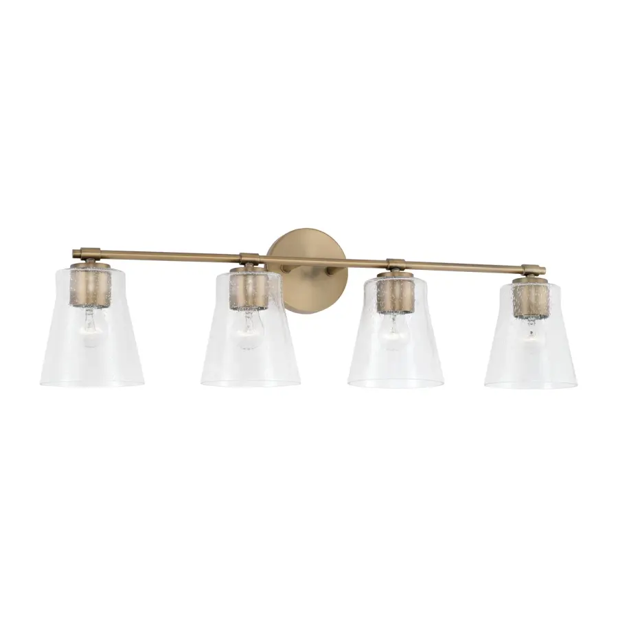 Elegant 4-Light Vanity with Warm Aged Brass Finish