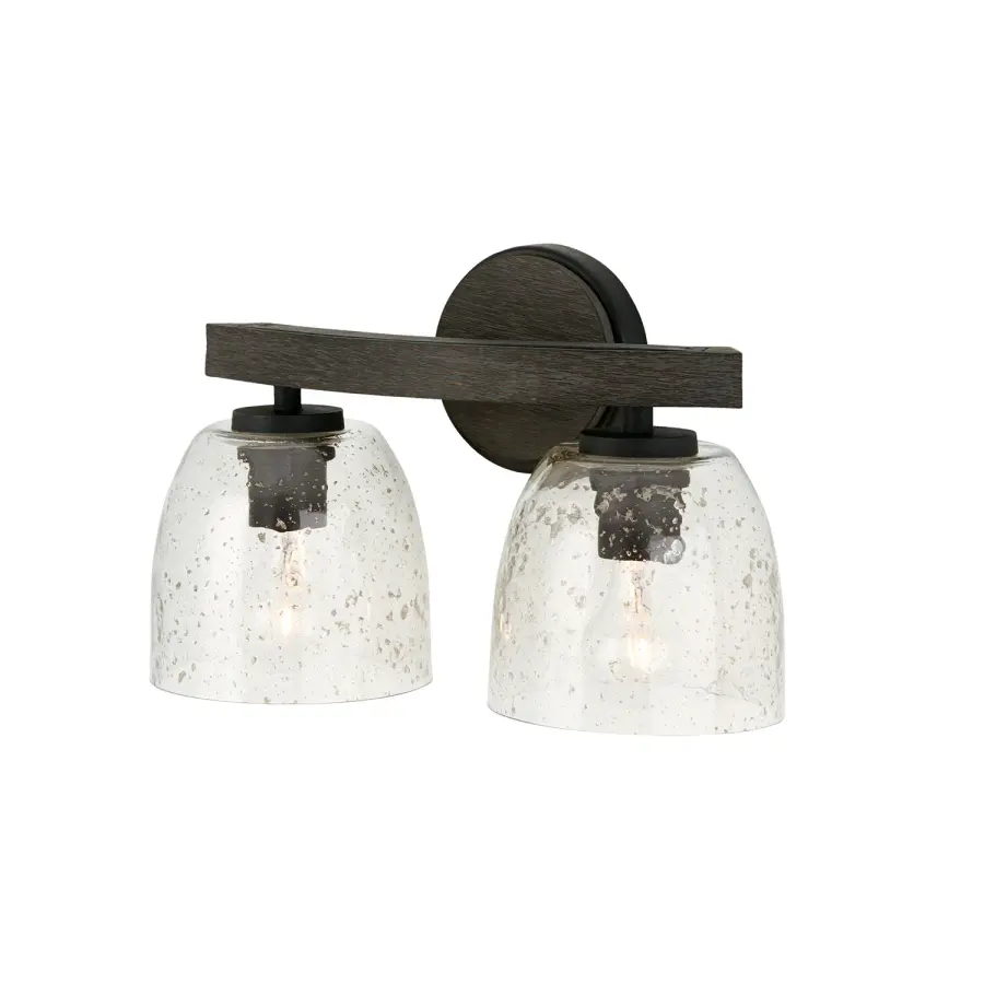 Clive 2-Light Vanity in Carbon Grey and Black Iron
