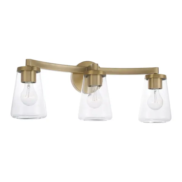 Elegant 3-Light Vanity with Warm Aged Brass Finish