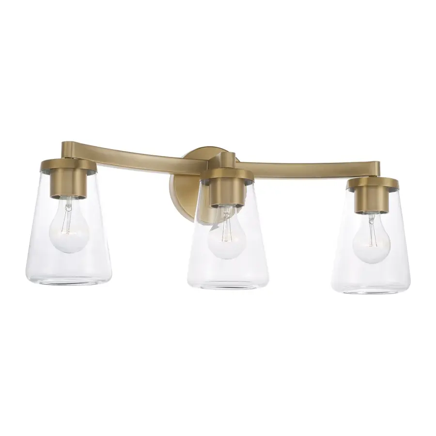 Elegant 3-Light Vanity with Warm Aged Brass Finish