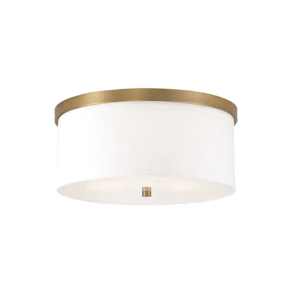 The Midtown 3-Light Flush Mount delivers warm, ambient lighting in a compact profile ideal for bedrooms, hallways, and offices. Its aged brass finish adds subtle sophistication to transitional interiors.