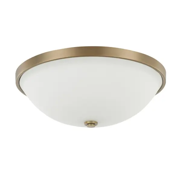 The Perkins 3-Light Flush Mount delivers classic style in a space-saving profile. Its aged brass finish adds warmth and sophistication to smaller spaces while providing ample illumination.