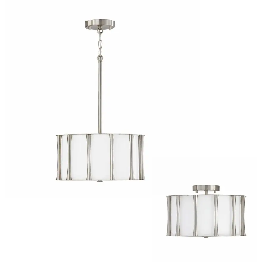 Bodie 3-Light Dual Mount Semi-Flush/Pendant in Brushed Nickel