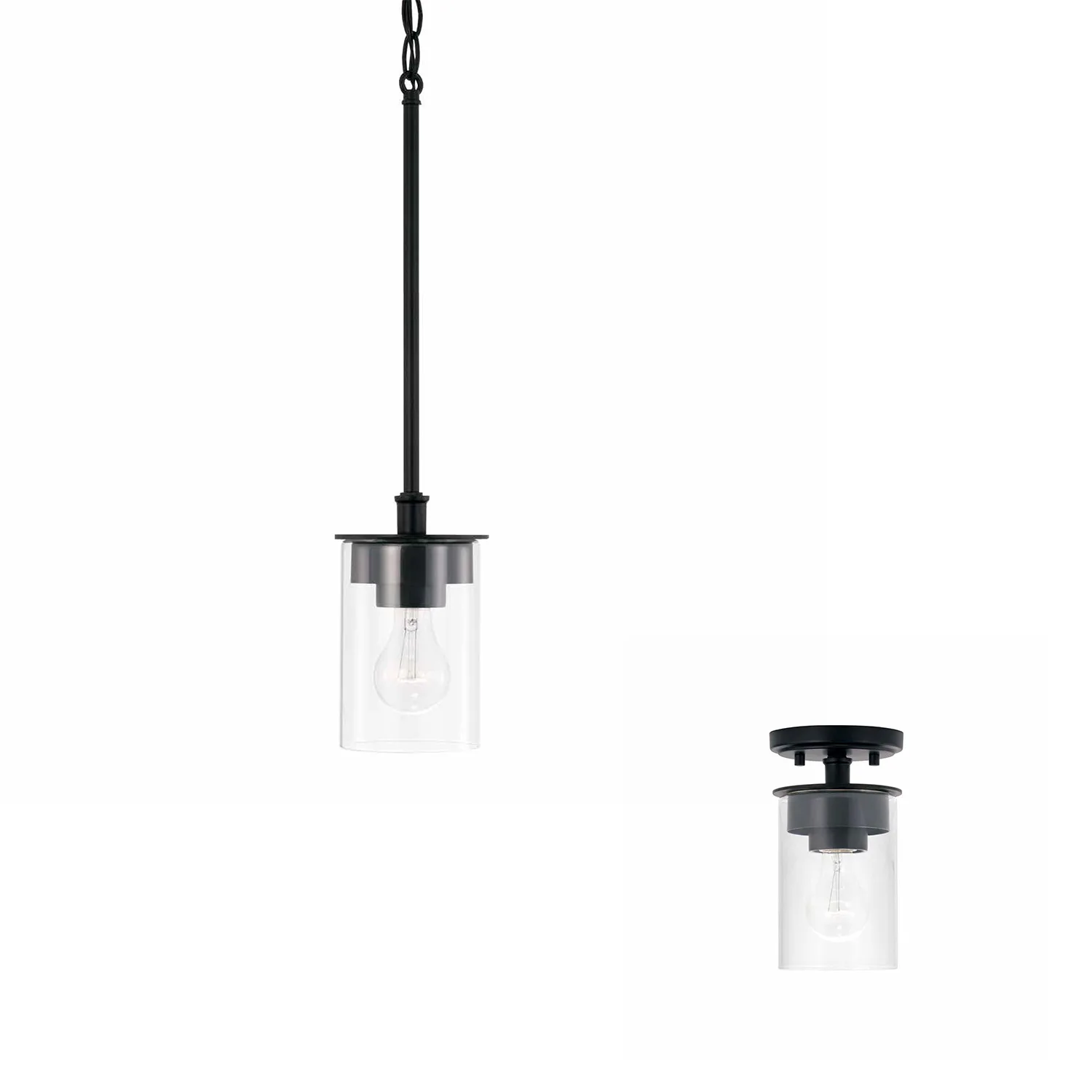 Mason 1-Light Semi-Flush Mount in Matte Black