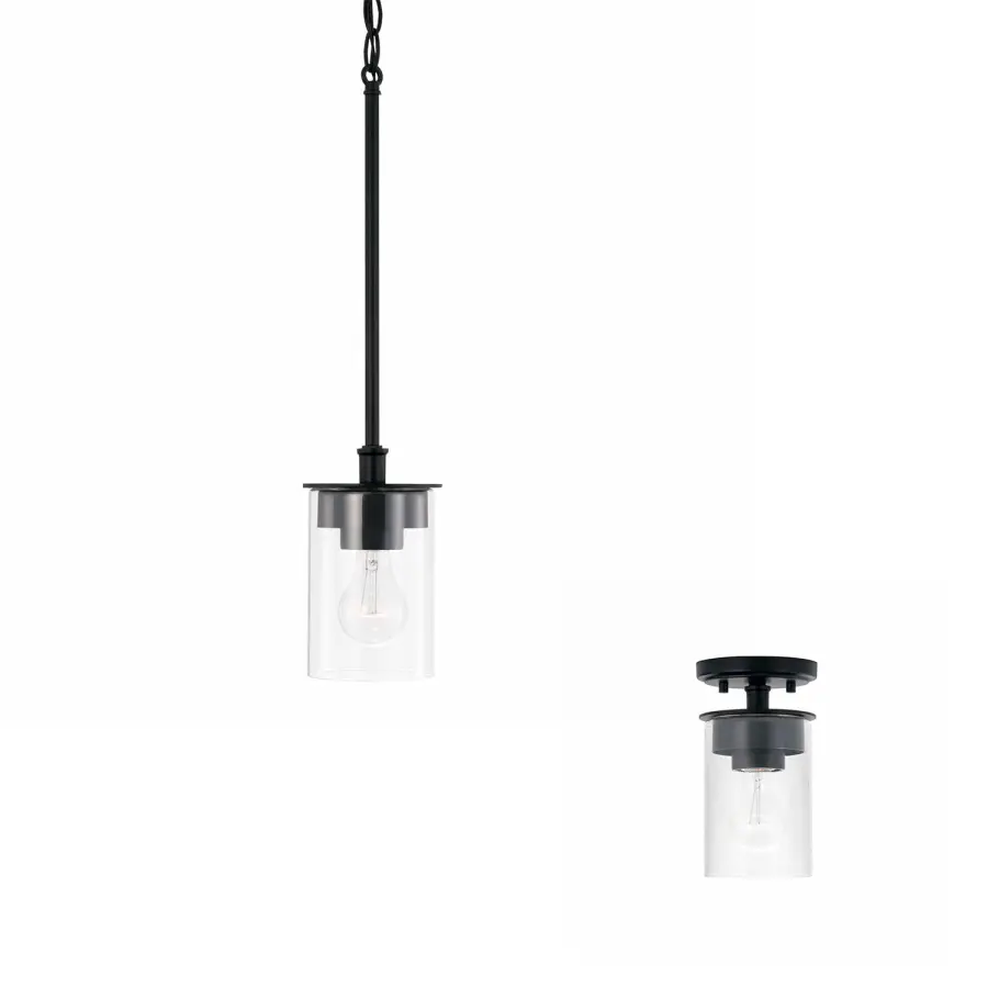 Mason 1-Light Semi-Flush Mount in Matte Black