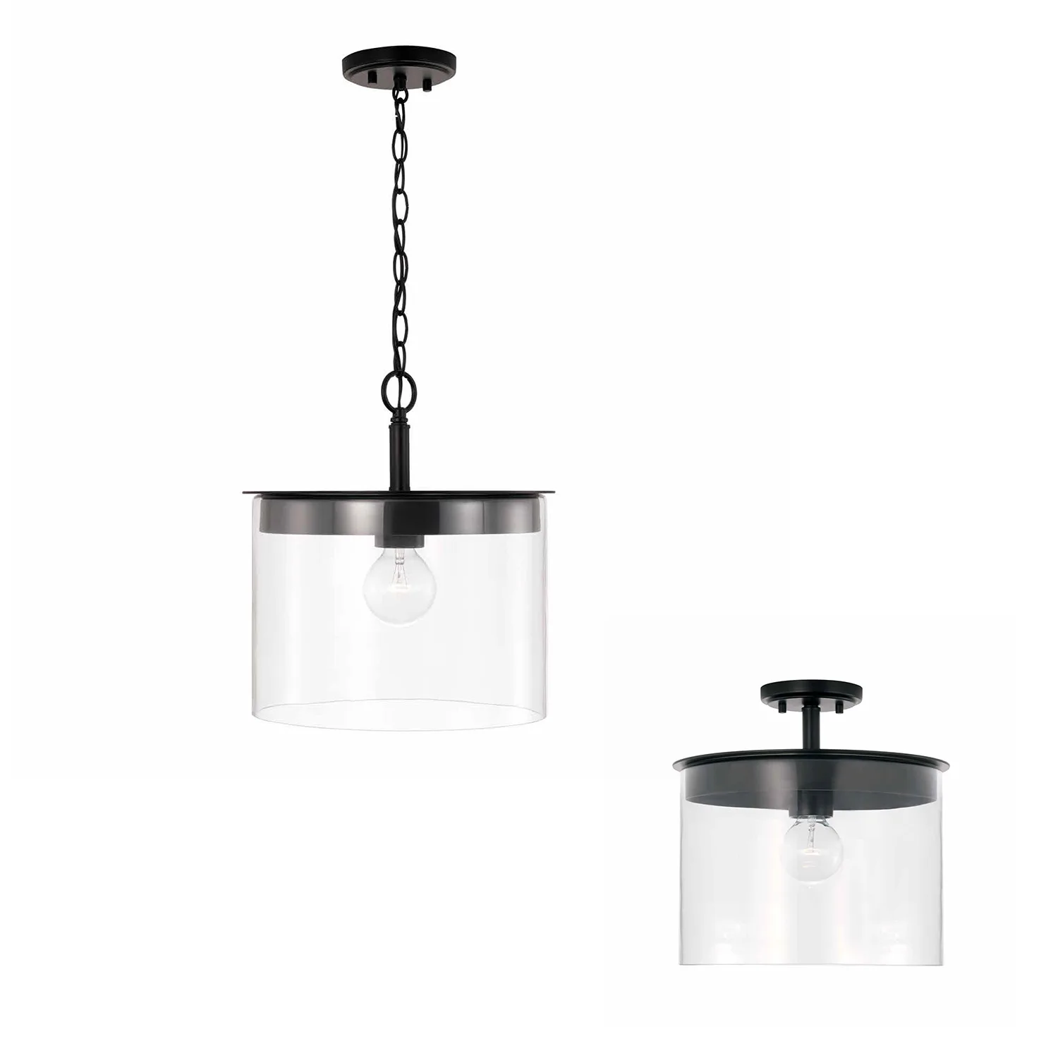 Mason 1-Light Semi-Flush Mount in Matte Black