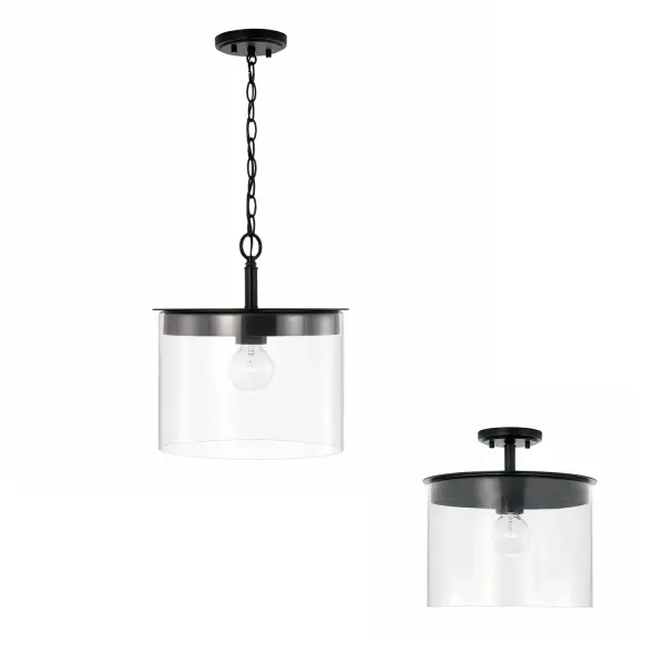 Mason 1-Light Semi-Flush Mount in Matte Black