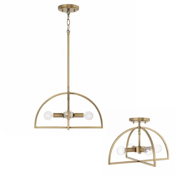Lawson 4-Light Dual Mount Semi-Flush/Pendant in Aged Brass
