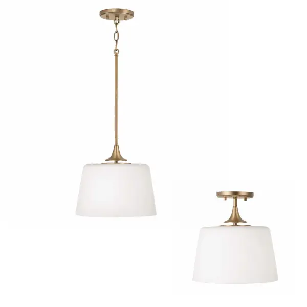 Versatile Dual-Mount Fixture with Warm Aged Brass Finish