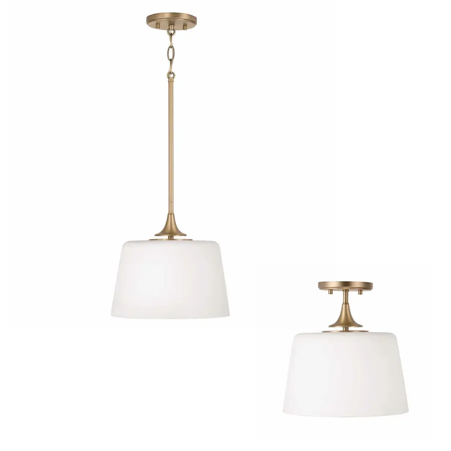 Versatile Dual-Mount Fixture with Warm Aged Brass Finish