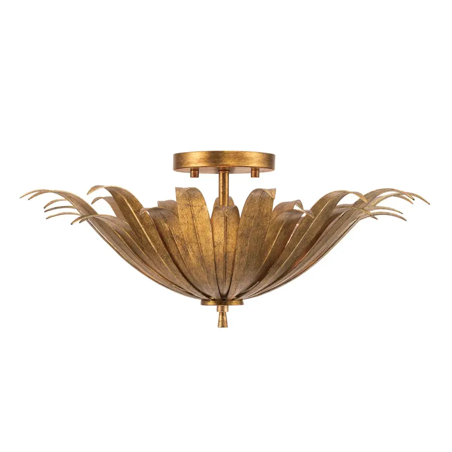 Eden 3-Light Semi-Flush Mount Pendant in Antique Gold