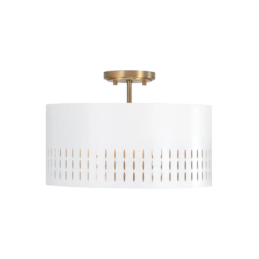 Dash 3-Light Dual Mount Semi-Flush/Pendant in Aged Brass and White
