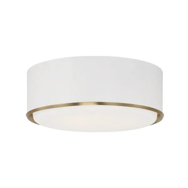 The Carlton 3-Light Flush Mount combines matte brass warmth with crisp white glass in a low-profile design. At 15.5" wide and just 6" tall, it's ideal for rooms with standard or lower ceilings.