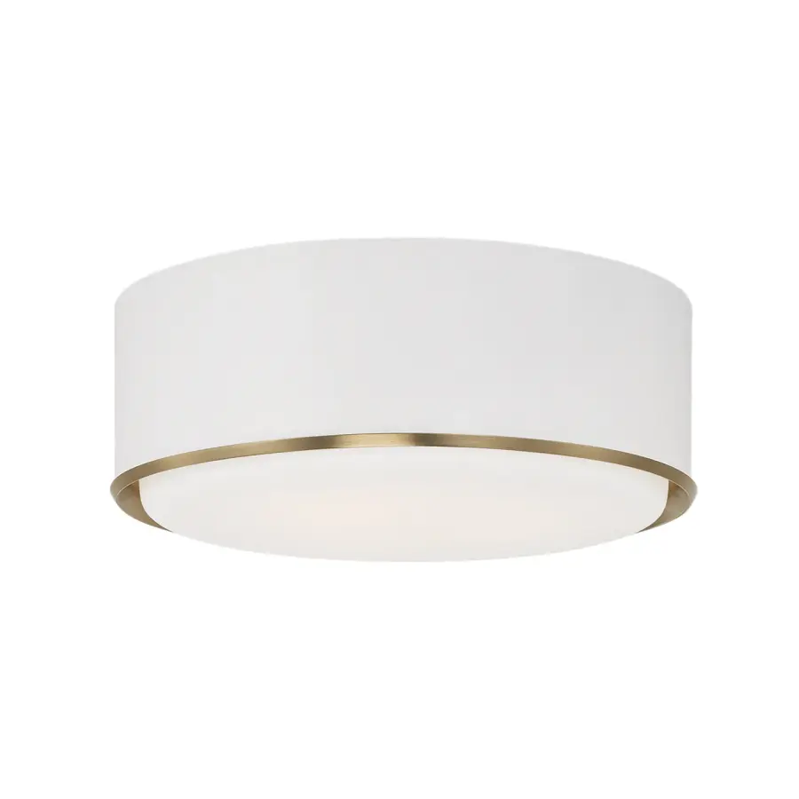 Carlton 3-Light Flush Mount in Matte Brass and White