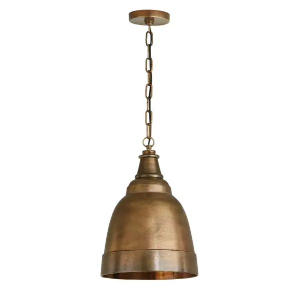 The Sedona pendant brings rustic warmth through its oxidized brass finish in a compact 12-inch profile. Perfect for task lighting or creating visual interest in smaller spaces, this versatile fixture works solo or in multiples.