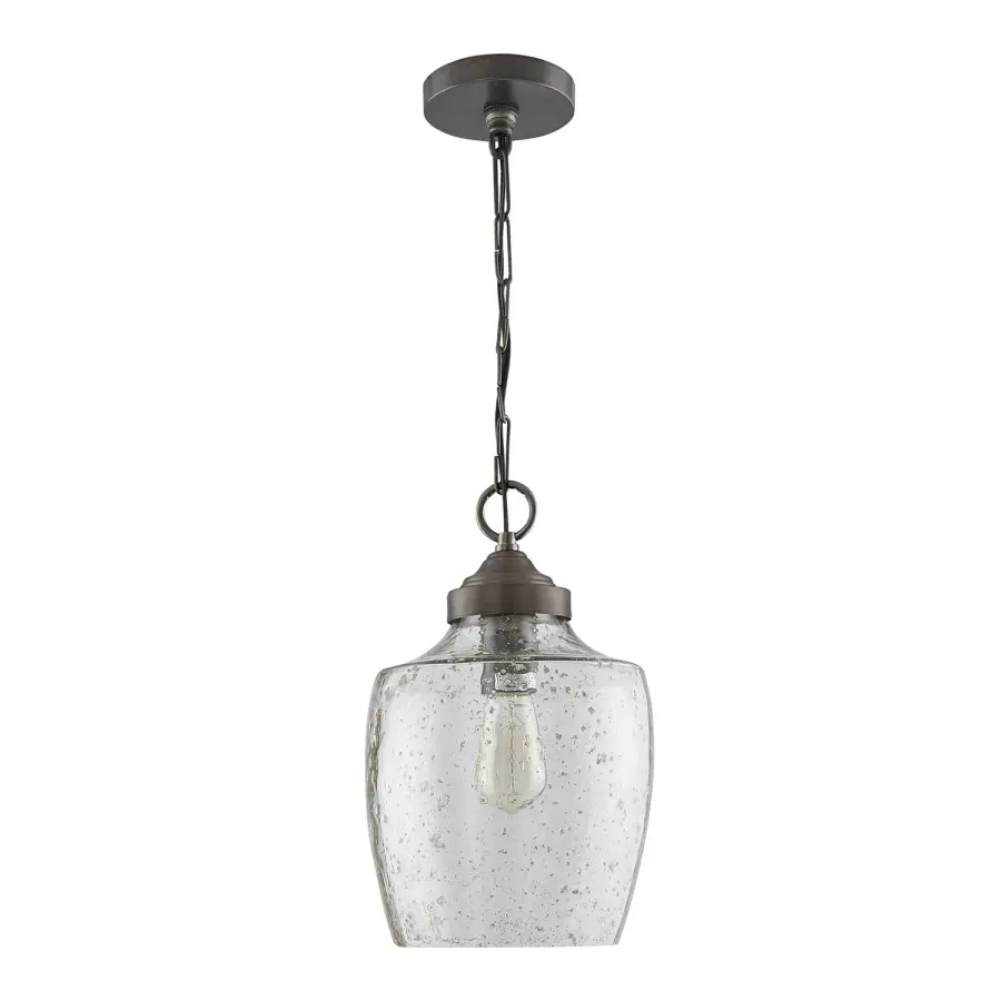 Stoney 1-Light Stone Seeded Glass Pendant