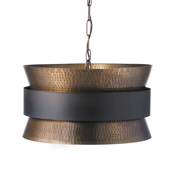 Loren 4-Light Pendant in Patinaed Brass and Dark Zinc