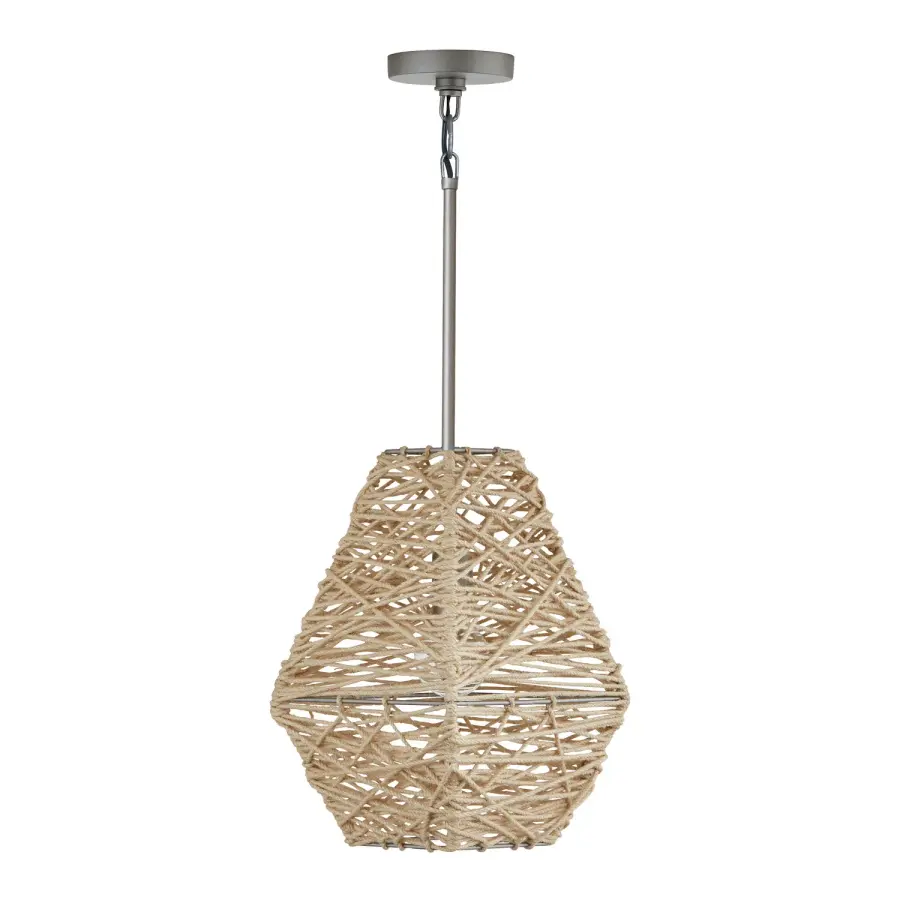 Finley Natural Jute and Grey 1-Light Pendant