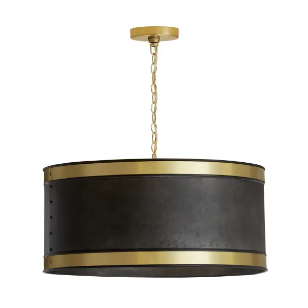 The Barrow 4-Light Pendant combines galvanized black metal with warm brass accents for a striking two-tone finish. At 24 inches wide, it's perfectly sized for kitchen islands and dining tables, delivering industrial character with farmhouse warmth.