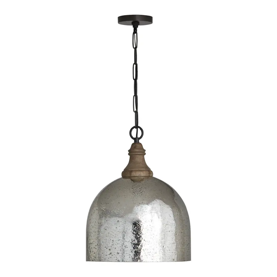 Inglewood 1-Light Pendant in Grey Wash and Dark Pewter