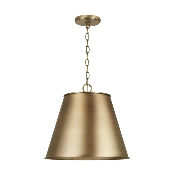 The Welker pendant combines transitional elegance with industrial undertones through its aged brass finish. At 16 inches wide, it's perfectly sized for intimate dining spaces, kitchen islands, or as a stylish accent in foyers and offices.