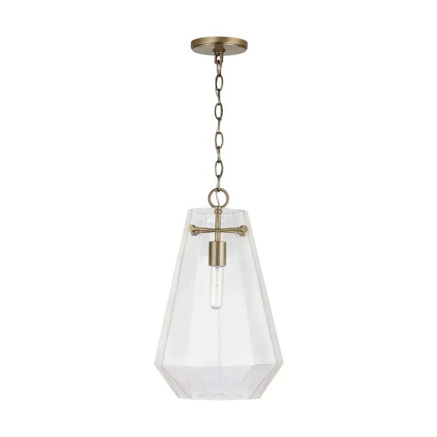 Lee 1 Light Pendant in Aged Brass