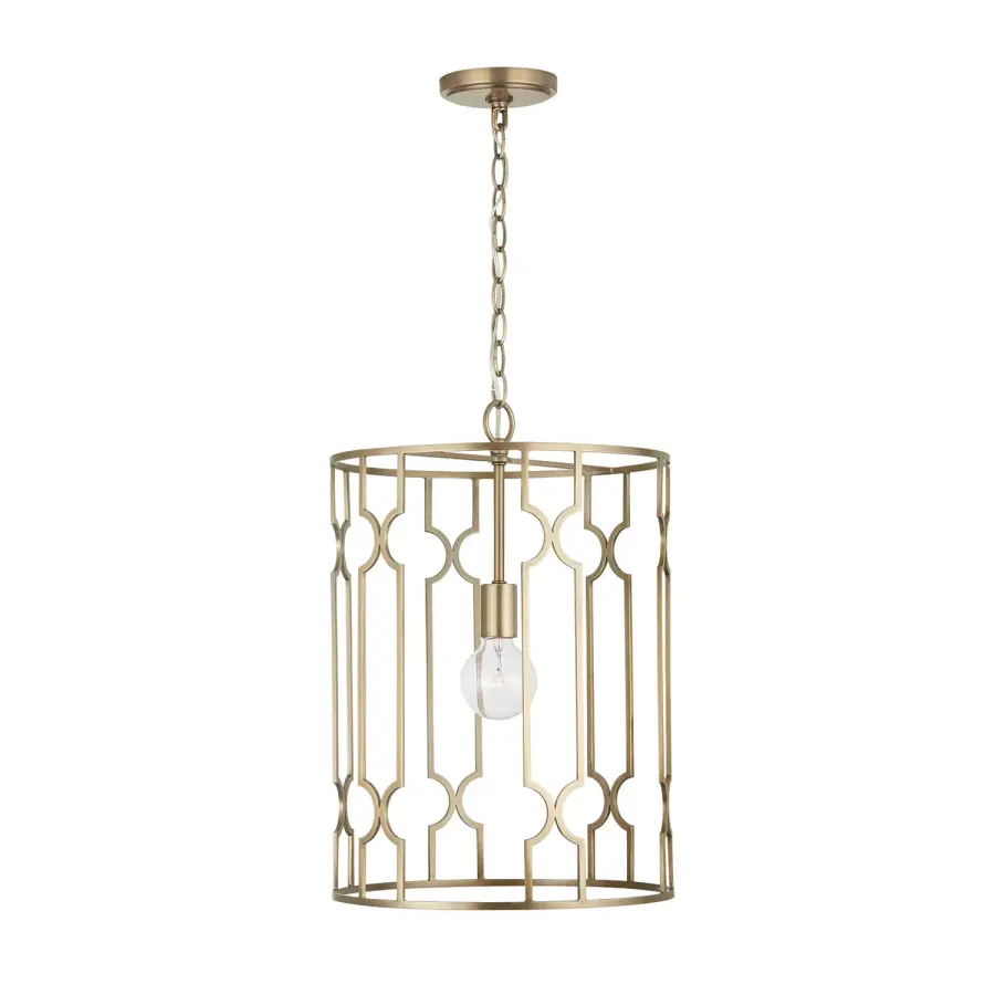 Jordyn 1-Light Pendant in Aged Brass