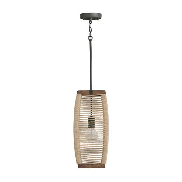 Jacob 1-Light Pendant in Grey Wash and Grey Iron