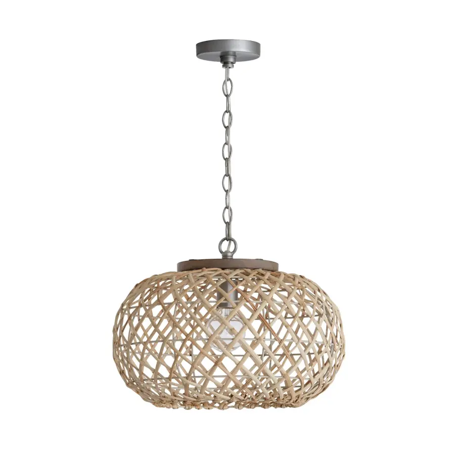 Rainey 1-Light Pendant in Grey Wash and Antique Nickel