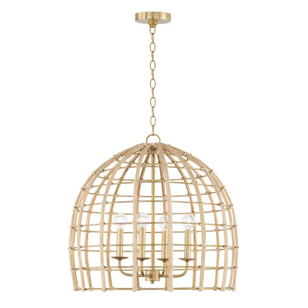 Wren 4-Light Pendant in Matte Brass