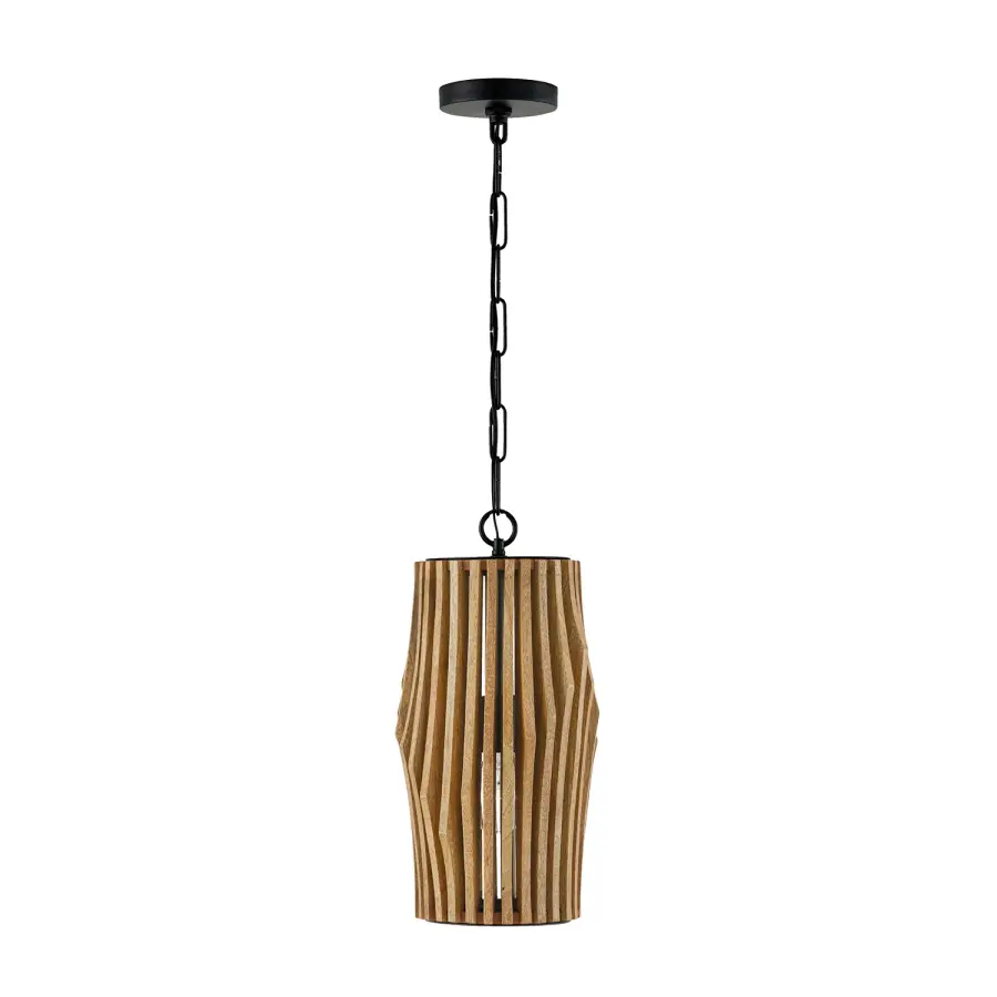 Archer Light Wood and Matte Black 1-Light Pendant