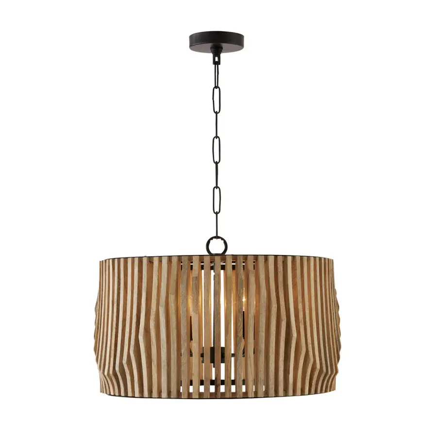 Archer 4-Light Pendant in Light Wood and Matte Black