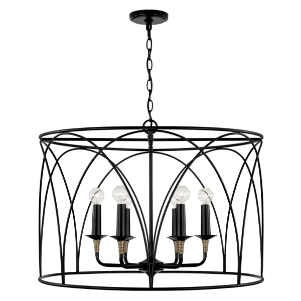 Amara 6-Light Pendant in Matte Black with Brass