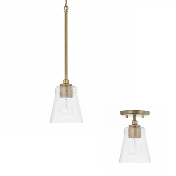 Compact Aged Brass Pendant Perfect for Intimate Spaces