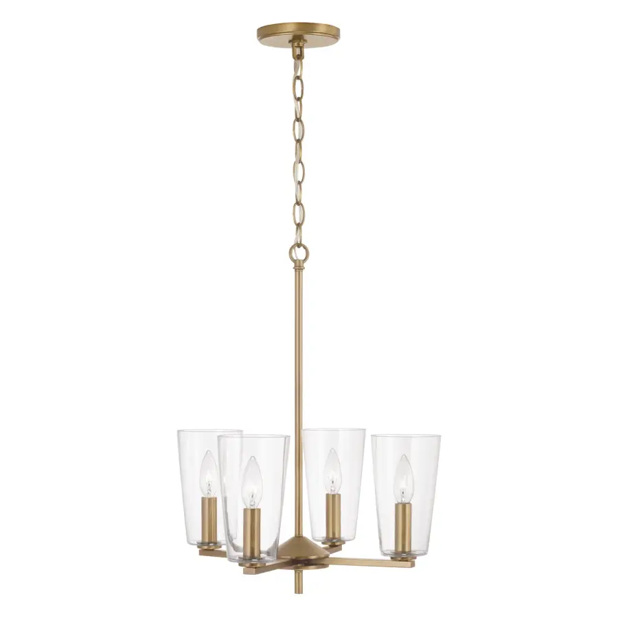 Versatile 4-Light Pendant with Warm Aged Brass Finish