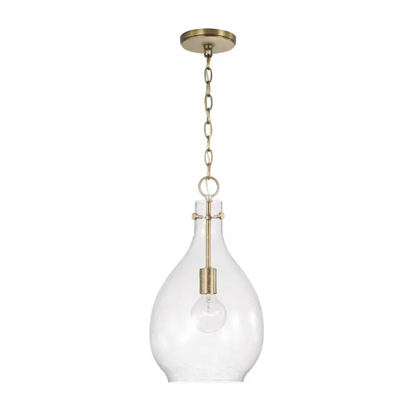 Brentwood 1-Light Pendant in Aged Brass