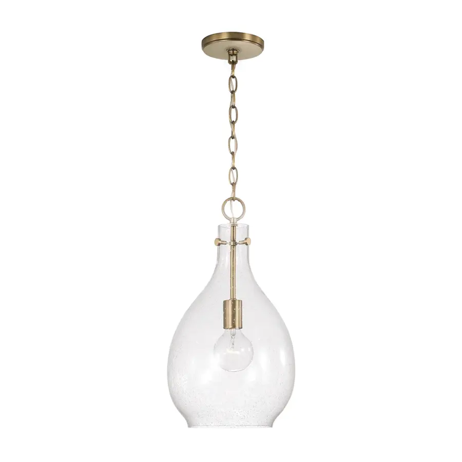 Brentwood 1-Light Pendant in Aged Brass
