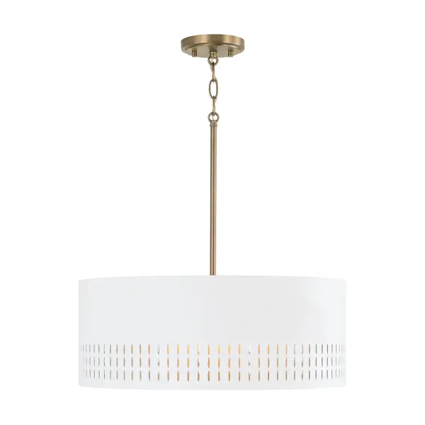 Dash 3-Light Pendant in Aged Brass and White