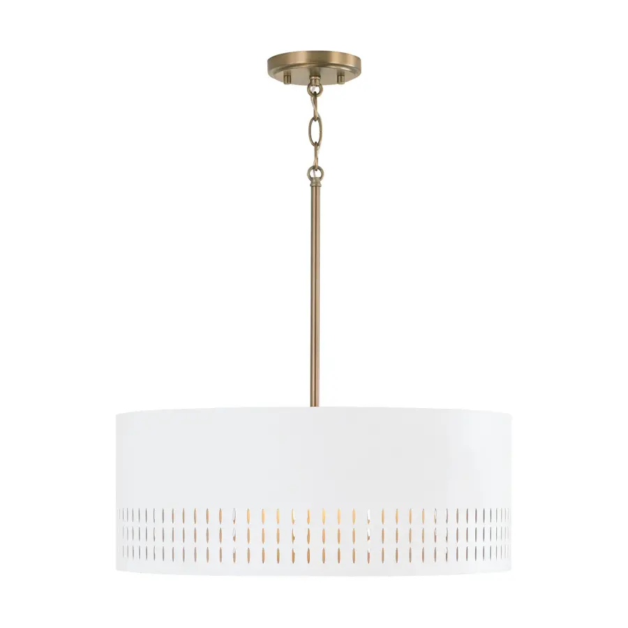 Dash 3-Light Pendant in Aged Brass and White