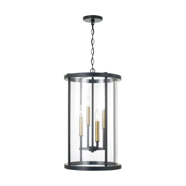 Davis 4-Light Pendant in Espresso and Brass