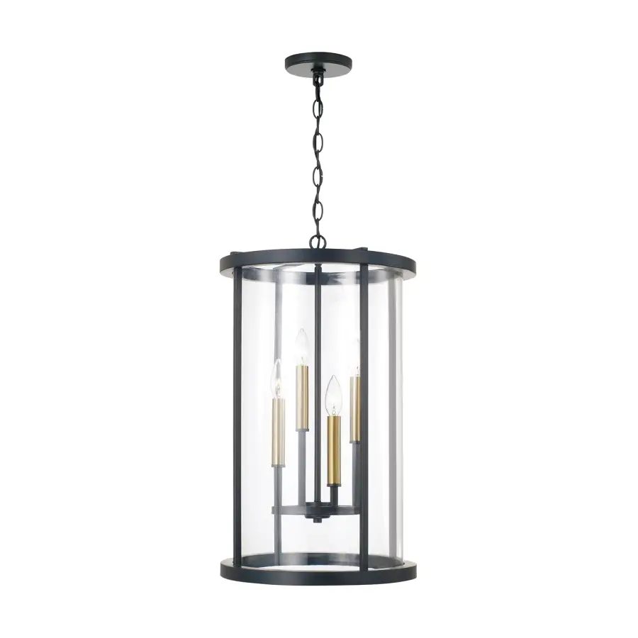 Davis 4-Light Pendant in Espresso and Brass