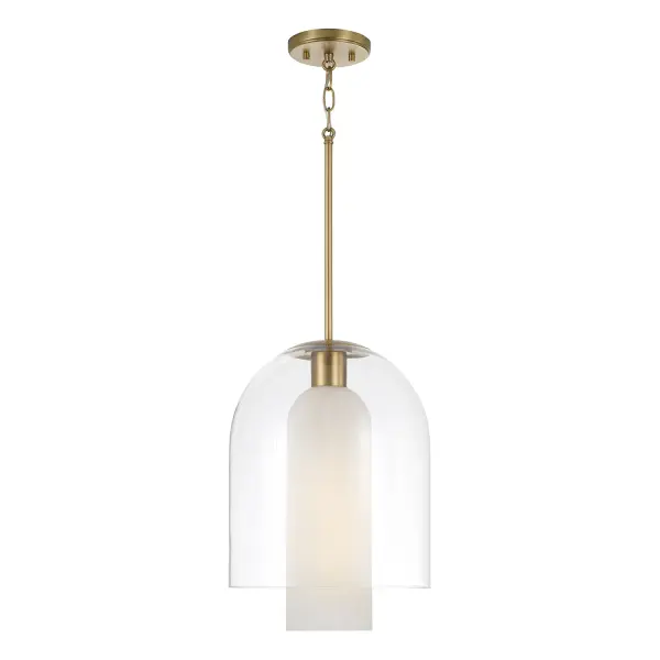 The Liz pendant brings refined style to smaller spaces with its 12-inch width and warm aged brass finish. Perfect for kitchen islands, bathrooms, or hallways where a touch of sophistication is needed without overwhelming the space.