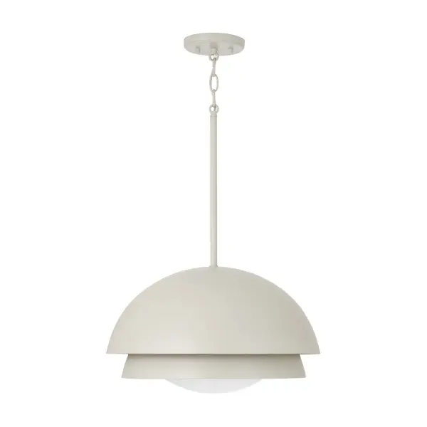 The Jensen pendant offers soft, diffused lighting through its taupe fabric shade. At 17.25 inches wide, it's perfectly sized for intimate dining areas, kitchen islands, or bedroom settings where gentle ambient light is desired.