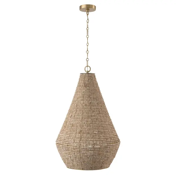 Morada 1-Light Pendant in Light Fawn and Matte Brass