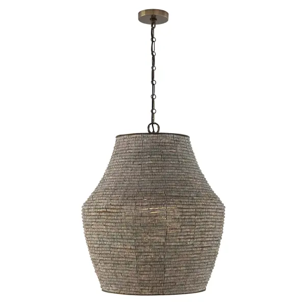 Morada 1-Light Pendant in Aegean Grey and Dark Brass