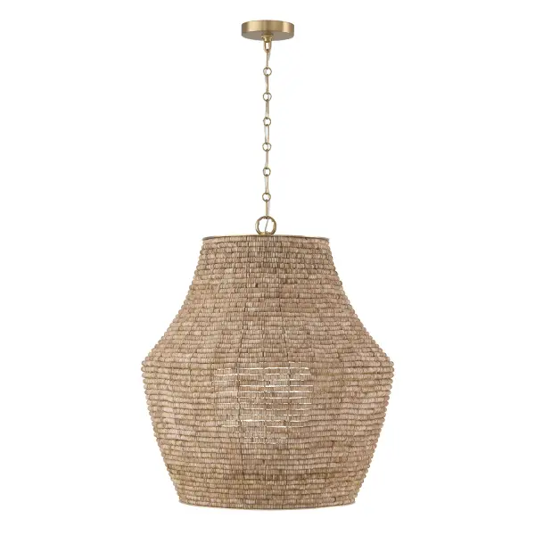 Morada 1 Light Pendant in Light Fawn and Matte Brass