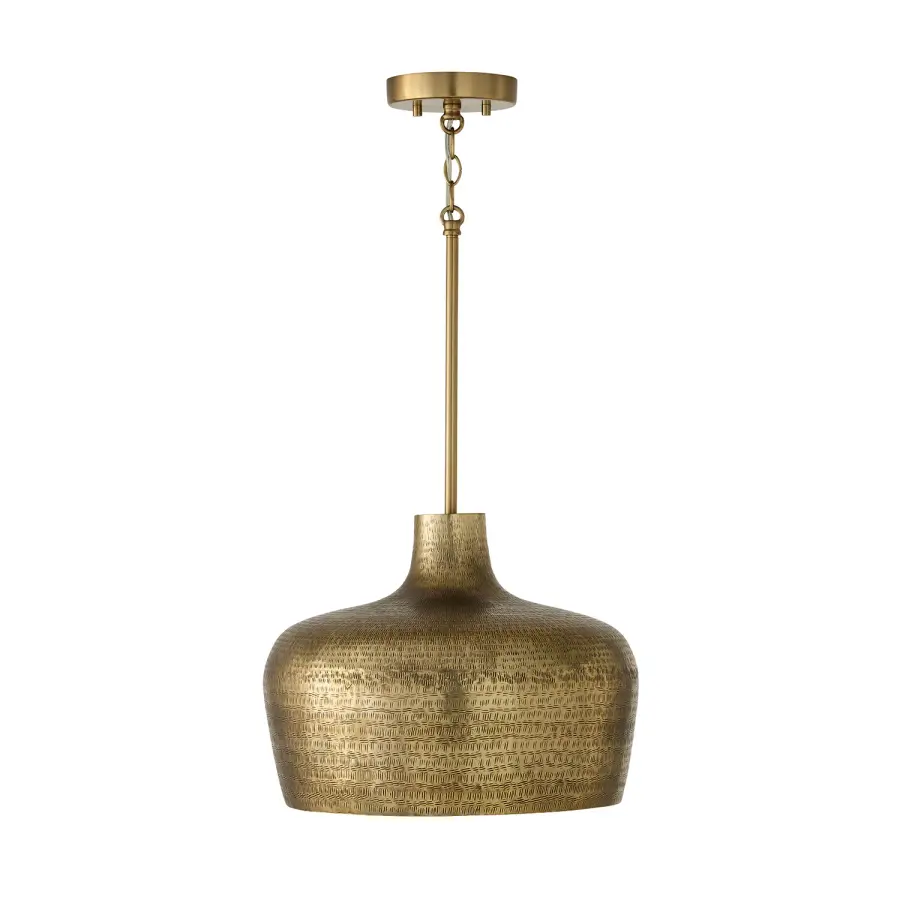 Myriah 1-Light Pendant in Tibetan Hammered Brass