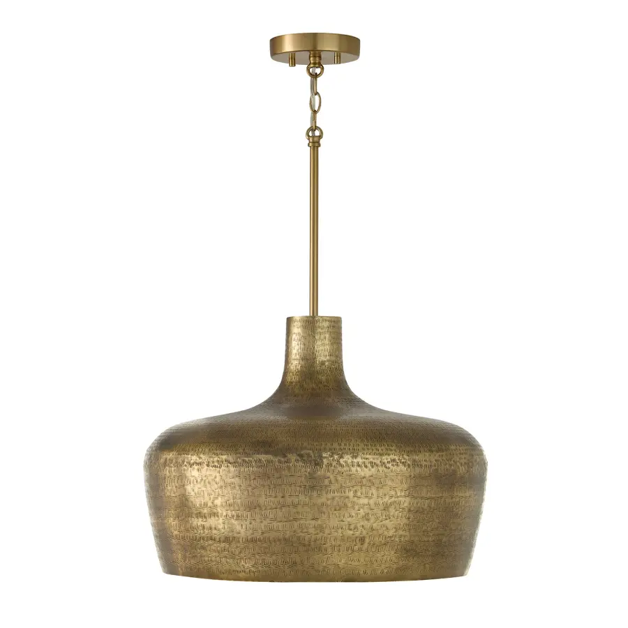 Myriah 1-Light Pendant in Tibetan Hammered Brass