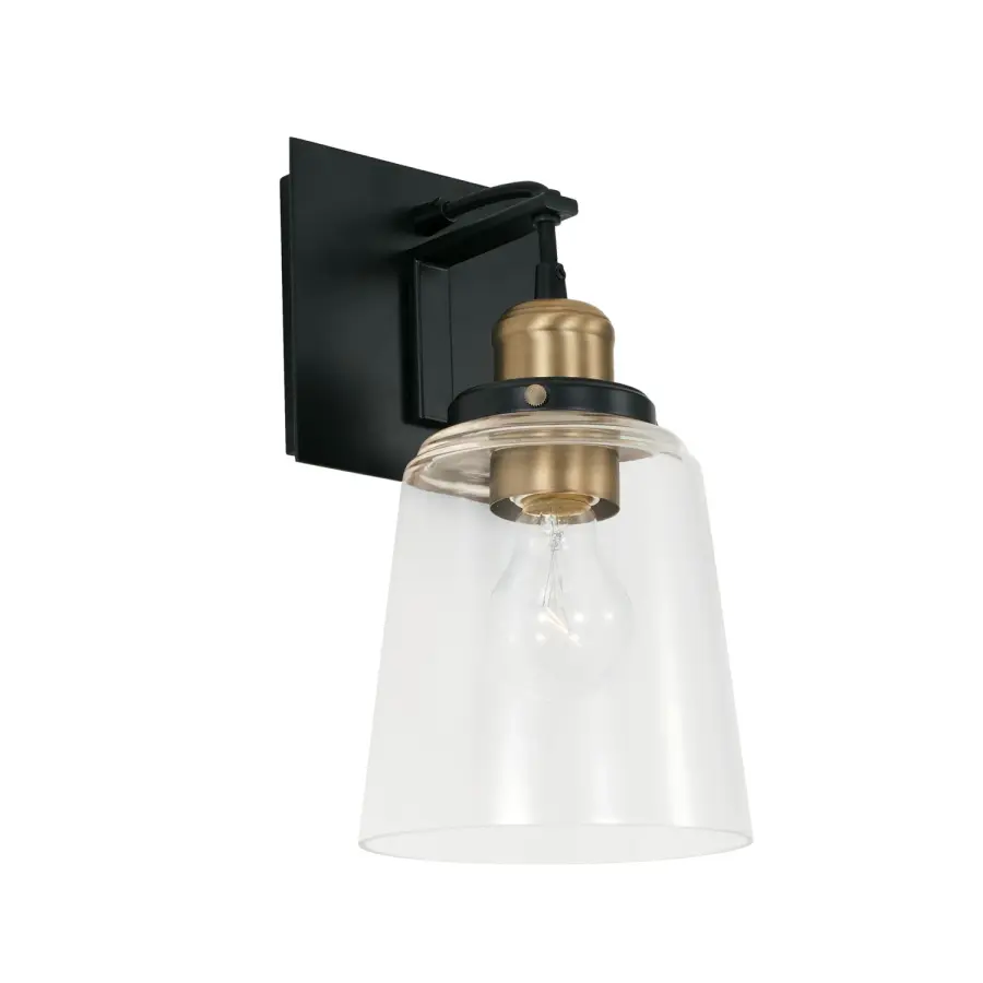 Fallon 1-Light Aged Brass and Black Wall Sconce