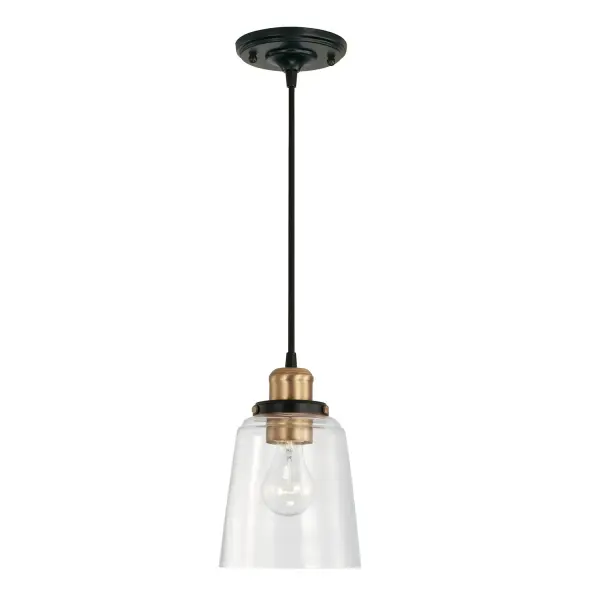 Fallon 1-Light Mini Pendant in Aged Brass and Black
